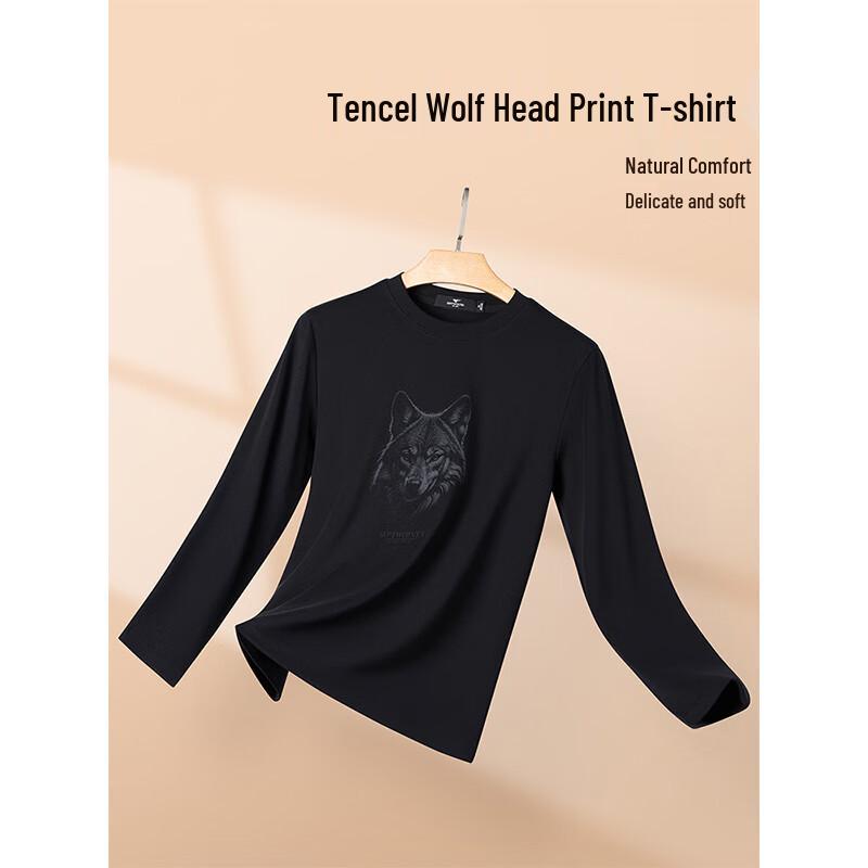 Septwolves Men's Tencel Blend Round Neck Long Sleeve T-Shirt