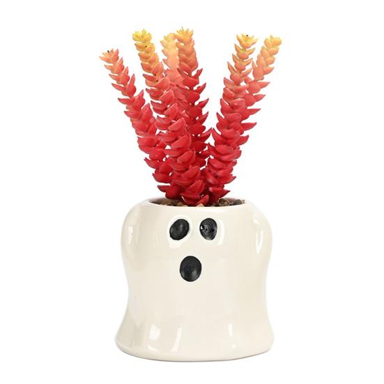 Ghost Planter Ceramic Cute Ghost Flowerpot Halloween Ghost Pot with Funny Expressions Gift for Succulent Lovers