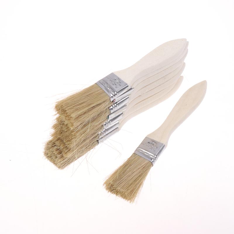 10Pcs Glue Application Wooden Handles Paint Brush Pig Mane Brushes Suitable For Art Handicrafts Plastering And Painting