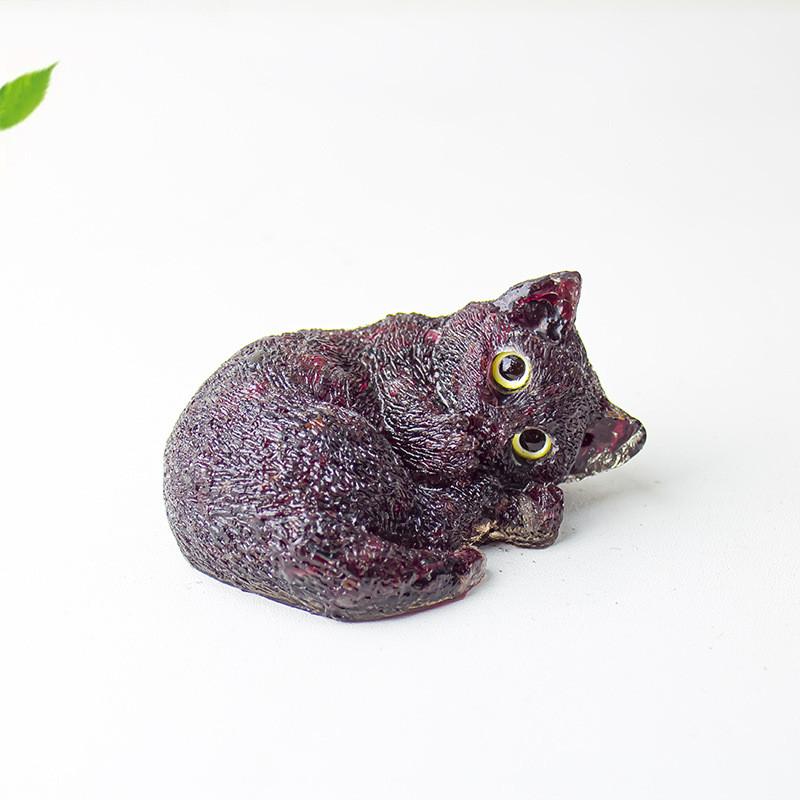 Resin Filled Natural Crystal Sleeping Cat Decor With Gift Box For Home Office Display
