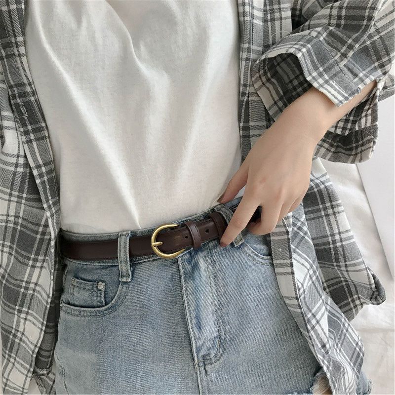 Chic Womens 2024 Minimalist Style Versatile Buckle Waist Belt In Elegant Black Two Layer Leather Perfect For Outfits Casual