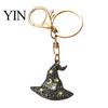 Halloween Jewelry Rhinestone Pumpkin Keychain, Ghost Witch Hat Spider Web Cat Decorative Accessories Bag Charm, Car Key Ring for Handbags Backpacks
