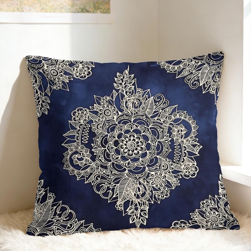 Pillow Cover Bohemian Blue And White Floral Kawaii Pillow Case For Sofa Couch Bed Living Room Pillowcases