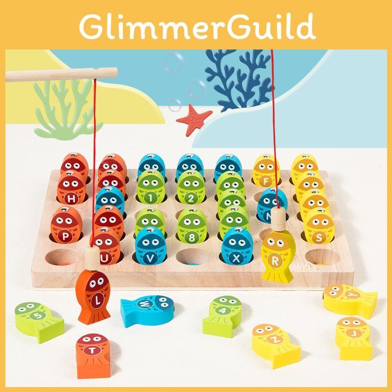 Fishing Wooden Magnetic Puzzle Numbers Letters Educational Toy For Learning Kids