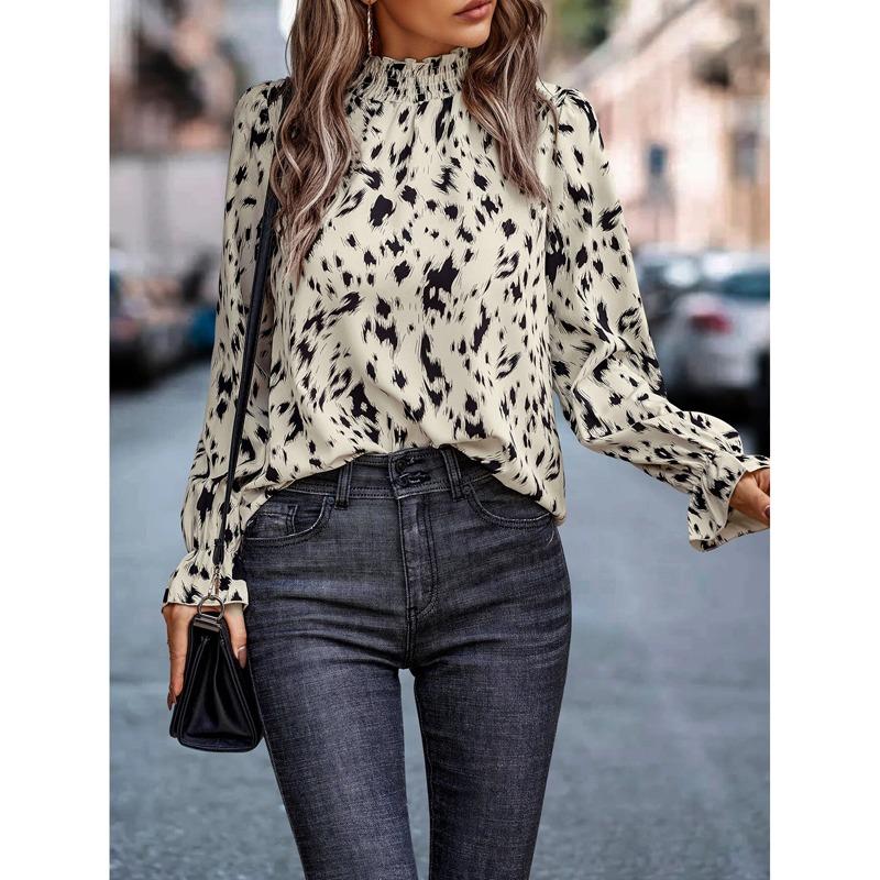 Blusa feminina manga longa com botões, casual, solta, lisa, top, camisa larga