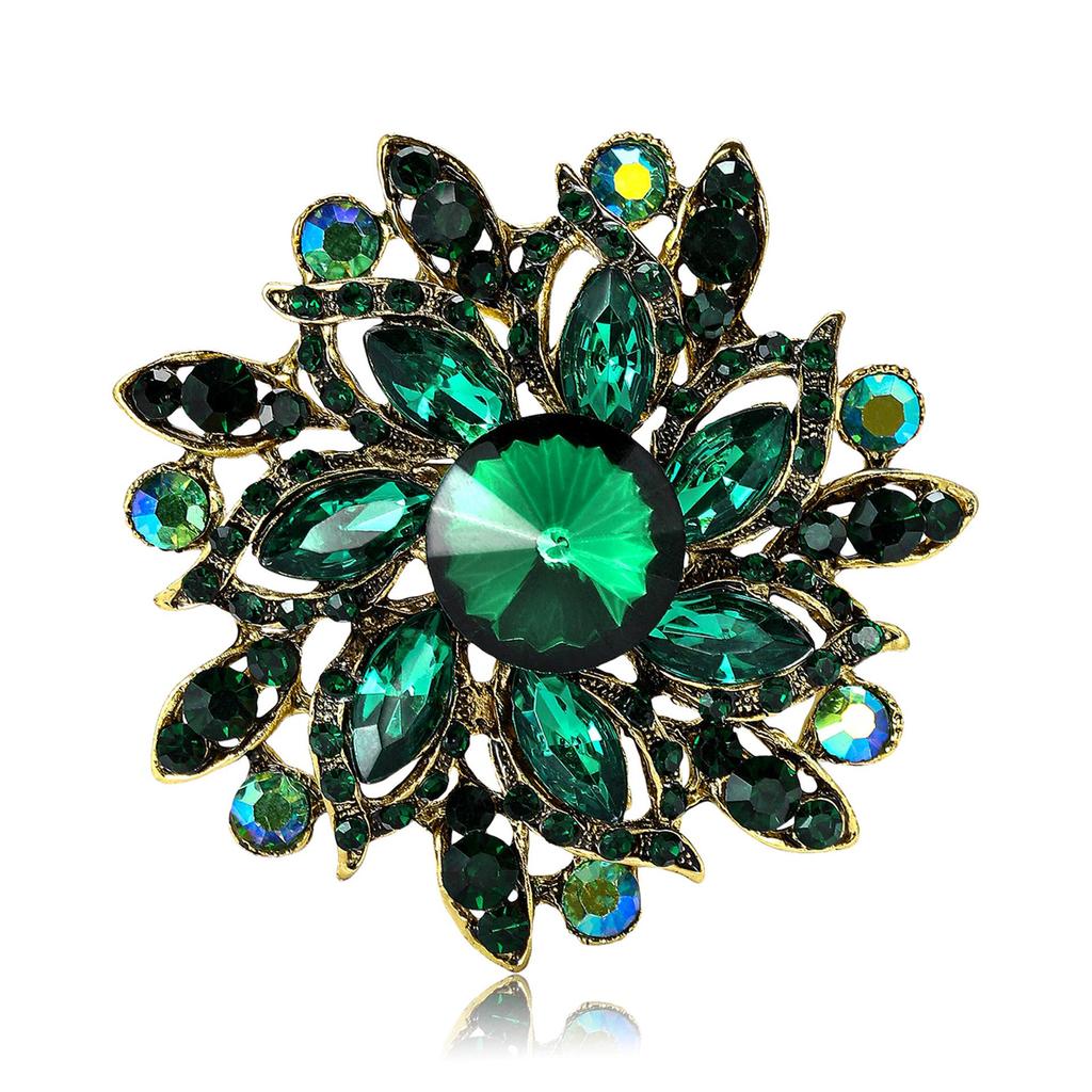 Elegant Alloy Rhinestone Glass Brooch - High-End Ladies' Suit Pin