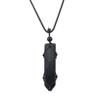 Hand-Woven Natural Stone Crystal Amethyst Sword-Shaped Mesh Pocket Pendant Necklace N578