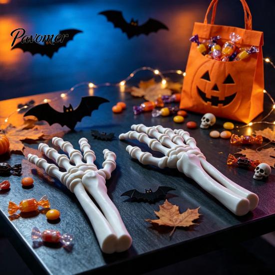 Mano Scheletrica Articolata 1 Paio Stampa 3D Accessorio di Halloween, Ornamento da Scrivania Gotico Modellabile Artiglio Osseo Decorazione per Casa Infestata, Festa Spettrale