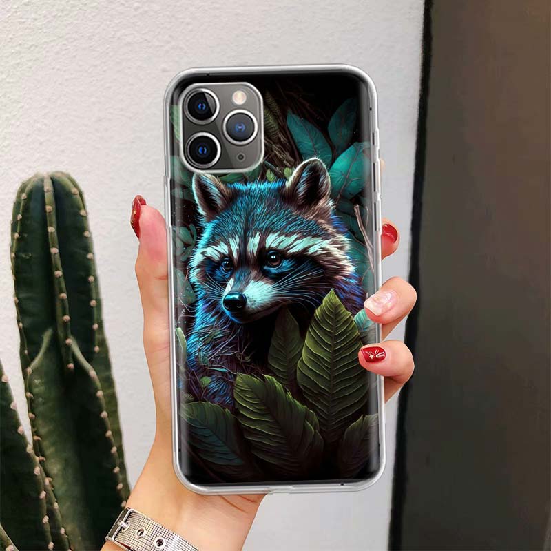 Waschbär Süßes Tier Für iPhone 17 Air 16 15 14 Plus 13 Mini 12 11 Pro Max Handyhülle 16E 7 Druck 8 SE Fundas Hülle Weiche Hülle 16