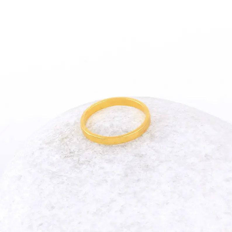 Solid 925 Sterling Silver Ring, Yellow Gold Ring, Handmade Ring, Unisex Ring, Stacking Ring, Silver Band Ring