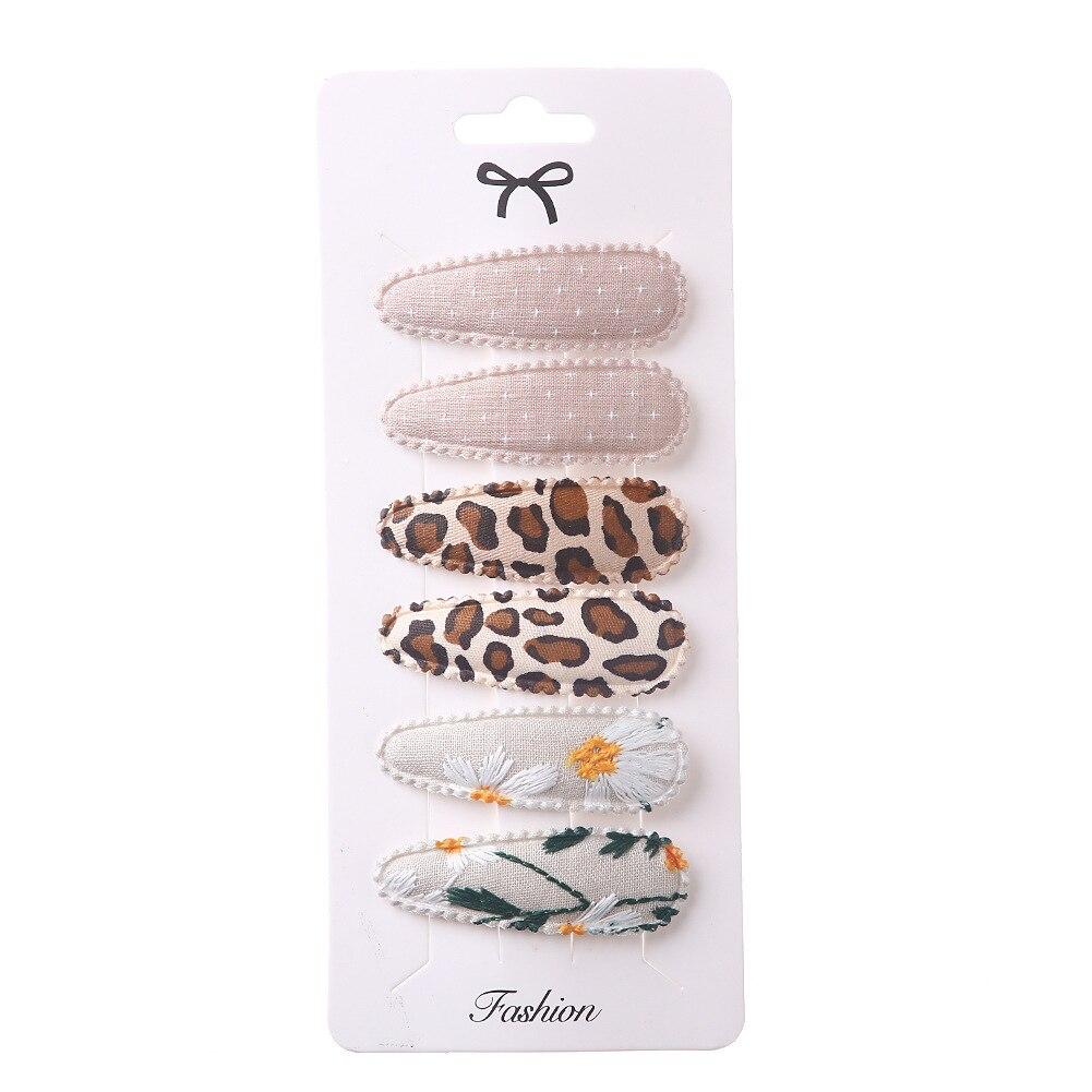 

6 шт./компл. корейские заколки-капли для маленьких девочек, милая принцесса, тканевая заколка для волос с цветочным принтом, боковая заколка с челкой, детские аксессуары для волос