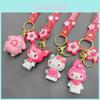 Cute Pink Cherry Blossom Cinnamoroll Cartoon Keychain