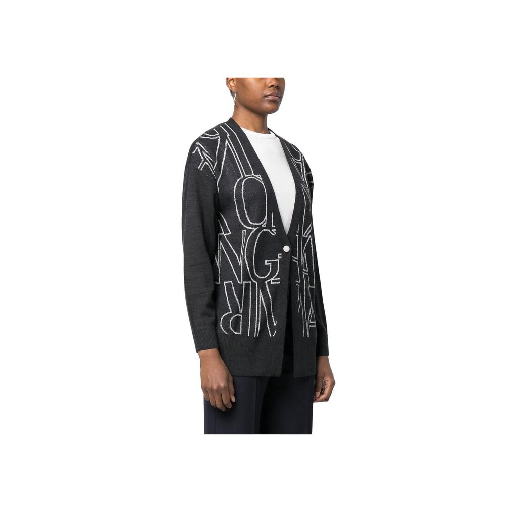 Armani Exchange Ss23 Logo Print V-Neck Knitted Cardigan Women Cardigans Black 6LYE1N-YMT7Z-6910