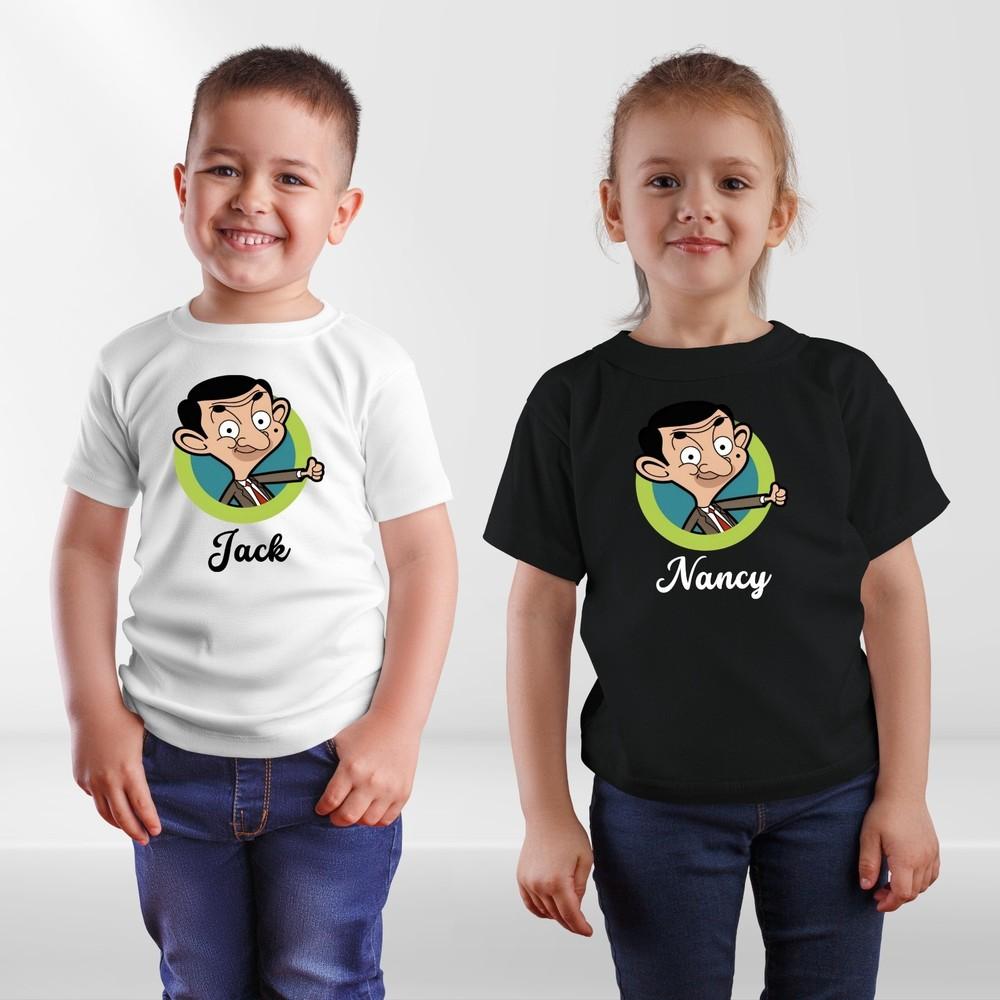 Personalised Kids Cartoon T-Shirt with Name Custom Funny Character Tee Boys Girl