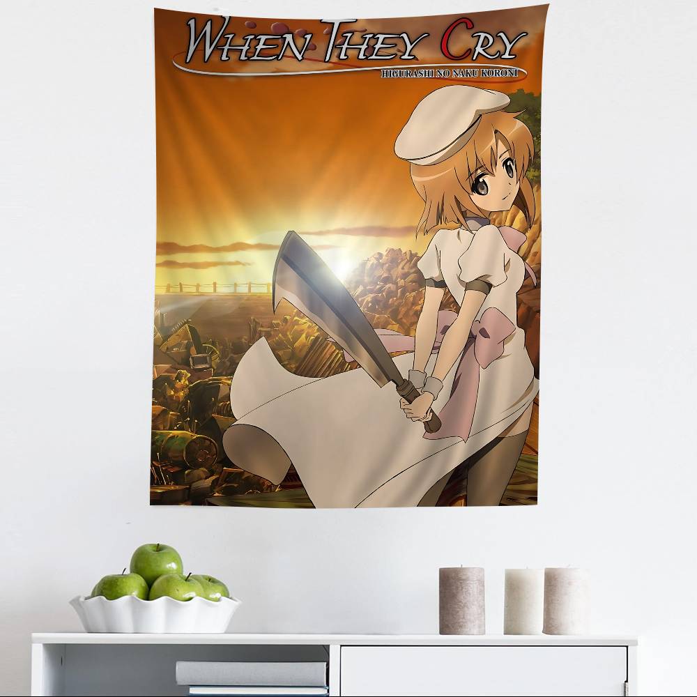 Anime Hhigurashi Wwhen They Ccry Hanging Bohemian Tapestry Hanging Tarot Hippie Wall Rugs Dorm Japanese Tapestry