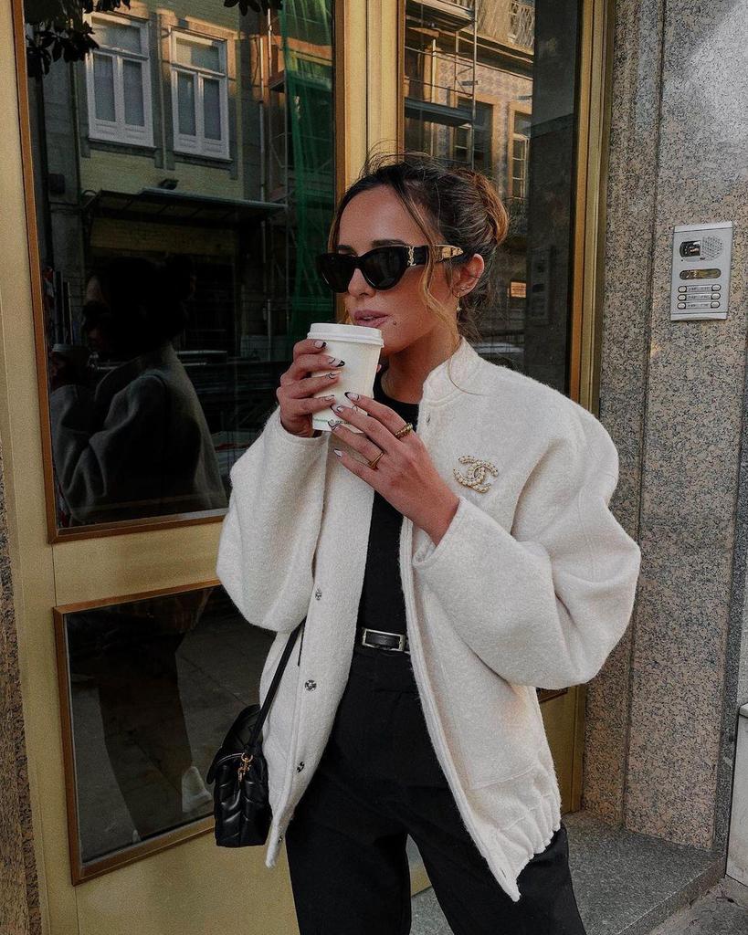 2025 Women's Casual Solid Stand Collar Long Sleeve Coat with Large Pockets