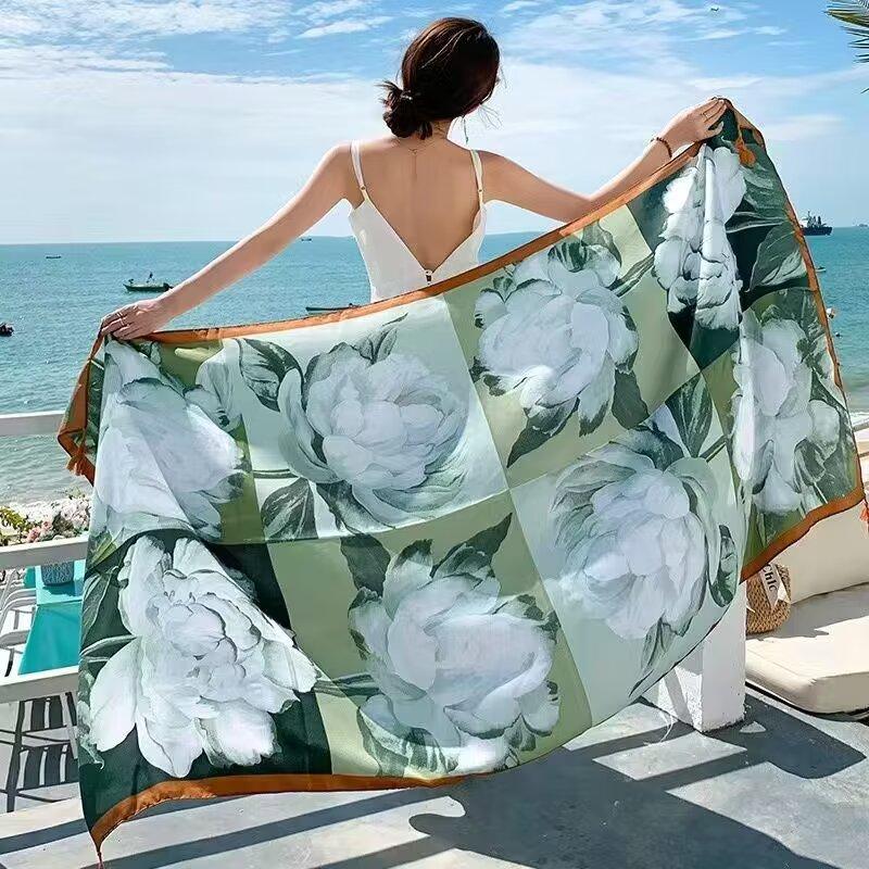 Shawl Travel Ethnic Style Cotton Linen Sun Protection Beach Cape Desert Sun Protection Cape Sun Protection Scarf Silk