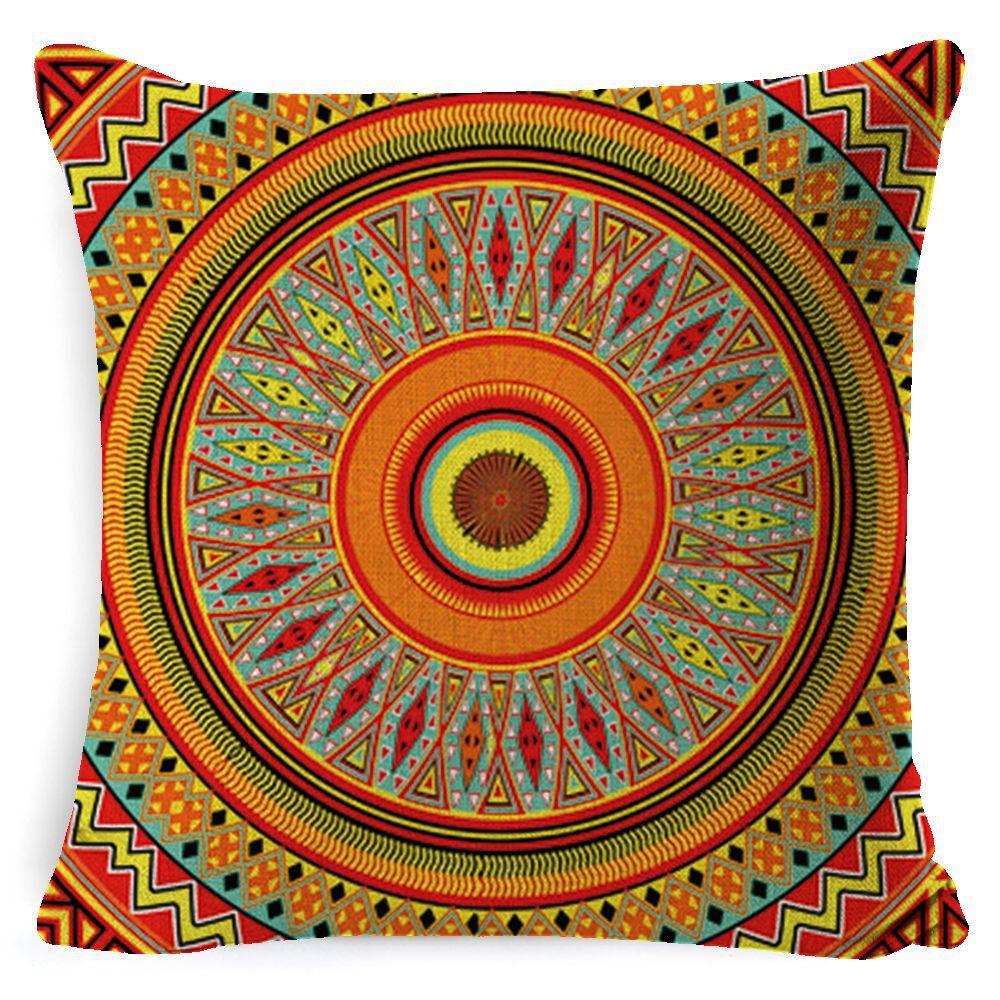 Bohemian Mandala Bedside Sofa Cushion American Vintage Linen Throw Pillow Cover