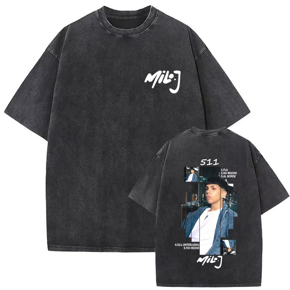 2026 Gewaschenes Vintage Rapper Milo J La Vida Era Mas Corta T-Shirt Hip Hop Mode T-Shirts Herren Damen Lässige Streetwear Top