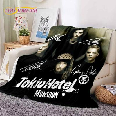 Couvertures Douces en Flanelle 3D Rock Band Tokio Hotel Bill Kaulitz, Couverture Jetée Couverture Confortable pour Pique-nique Lits Canapé Maison Chambre à Coucher