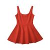 2024 Winter Women's European & American Style Square Neck Slimming Waist Short Dress