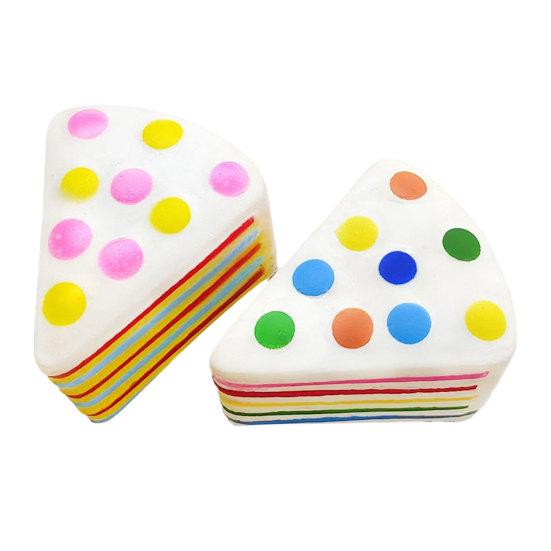 Rainbow Cake Squeeze Toy Slow Rising Fidget Sensory Toy Simulation Cream Cake Slice Soft Stress Relief Toy for Kids Adults Birthday Gift Party Favors