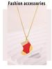 Oumaijia Christmas Zircon Pendant Necklace with Red Socks Charm, Gold-Plated Stainless Steel