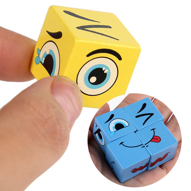 80Pcs Cards Face Change Expression Puzzle for Kid Building Blocks Montessori Cube Table Game Early Educational Toy Children Gift