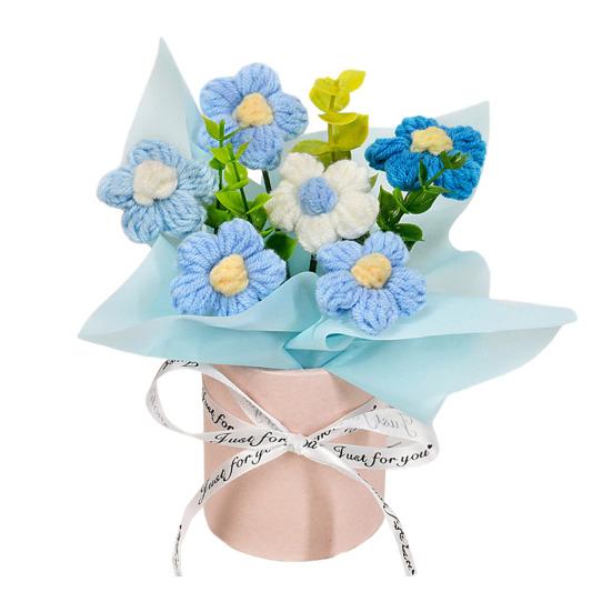 

В язаний букет квітів Ручна робота Штучний в язаний букет Соняшник Маргаритка Тюльпан Пишні квіти Подарунки для Мами Дружини на День Народження Річницю C