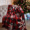 Holiday Christmas Blanket Plaid Design With Snowflakes And Reindeer Antlers Soft Plush Material Cozy Living Room Sofa Cover