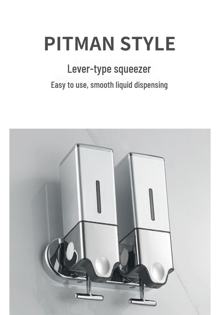Wall-Mounted Dual Soap Dispenser with Double Hook for Bathroom & Kitchen