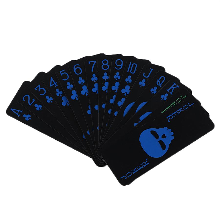 New PVC Waterproof Black Playing Cards, 55Pcs Plastic Golden Skull Poker Set In Case, Washable Flexible Deck Mini One Game Card