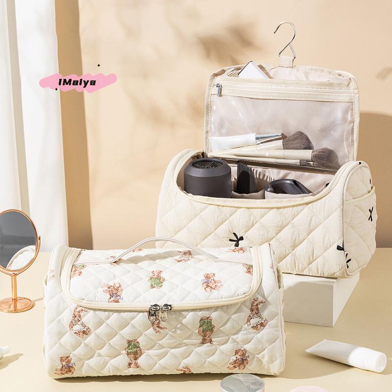 M-1Pc Quilted Travel Case Hangable Storage Bag with Hanging Hook for Airwrap Cotton Hair Tools Portable Organizer Bag