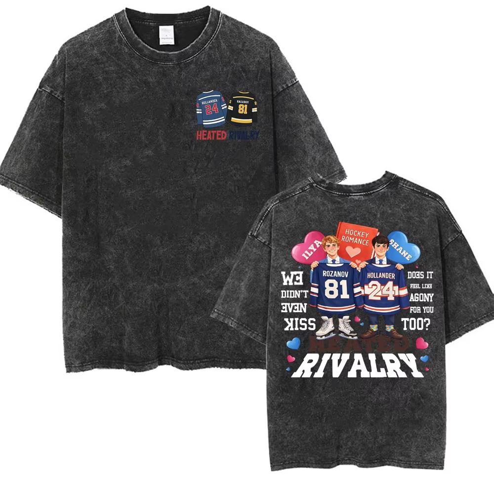 Heated Rivalry Hockey Romance Graphic Tee Shirt Men Women Fashion Vintage Washed TShirts  Cotton Casual Short Sleeve Tshirt S разноцветный