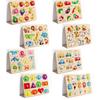Shape Matching Wooden Puzzle Toys Cartoon Animals Fruits 3D Puzzles  Children
