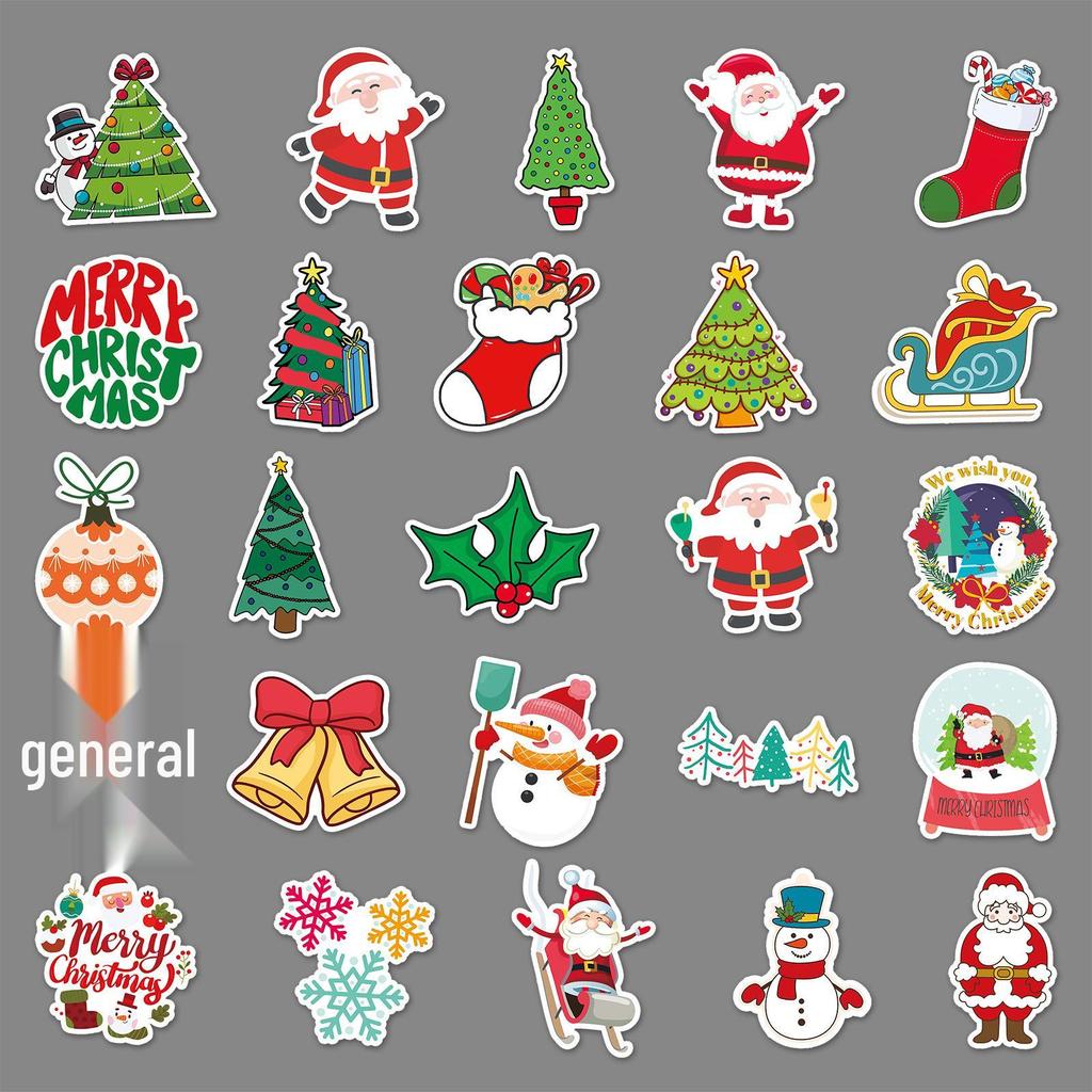 50-Pack Waterproof Christmas Cartoon Stickers for Journals, DIY, Skateboards, Phone Cases, and Suitcases