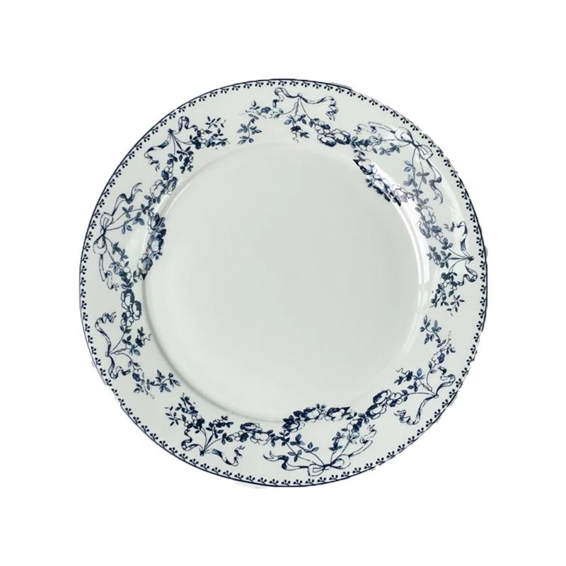 Retro Chinesischer Stil Speiseteller Blaue Blumen Haushalt Exquisite Frühstücksteller High End Nachmittagstee Dessert Snacks Teller