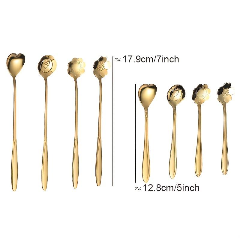 4/8pcs Stainless Steel Cherry Blossom Spoon Coffee Spoon Dessert Spoon