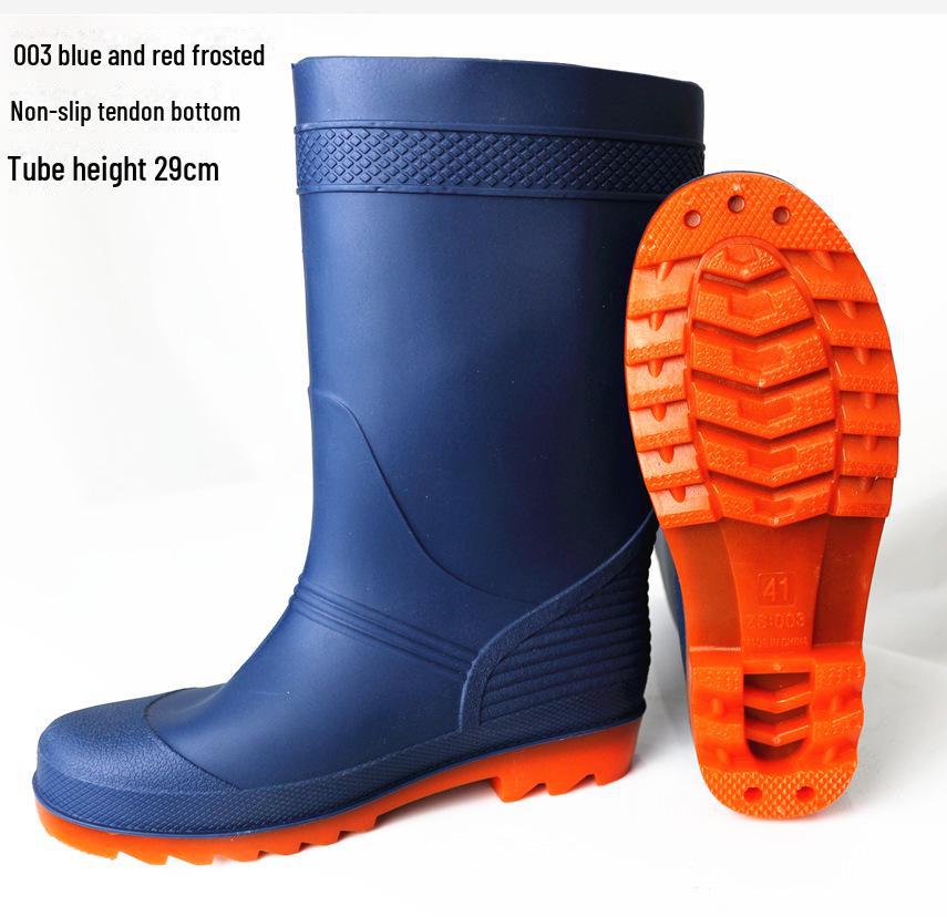 Men's PVC Waders with Non-Slip Rubber Boots and Cowhide Bottom Waterproof Rain Shoes
