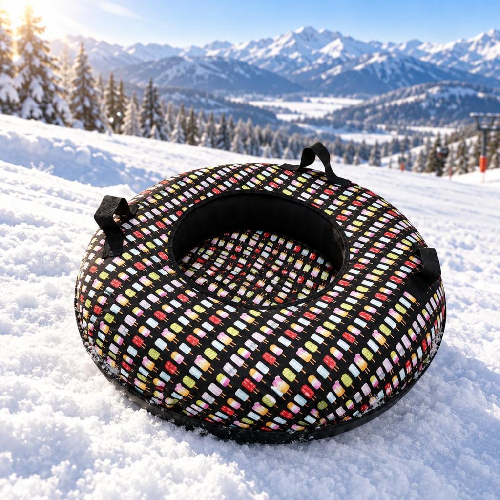 Inflatable Snow Tube Low-Temperature Resistant with Tow Strap Winter