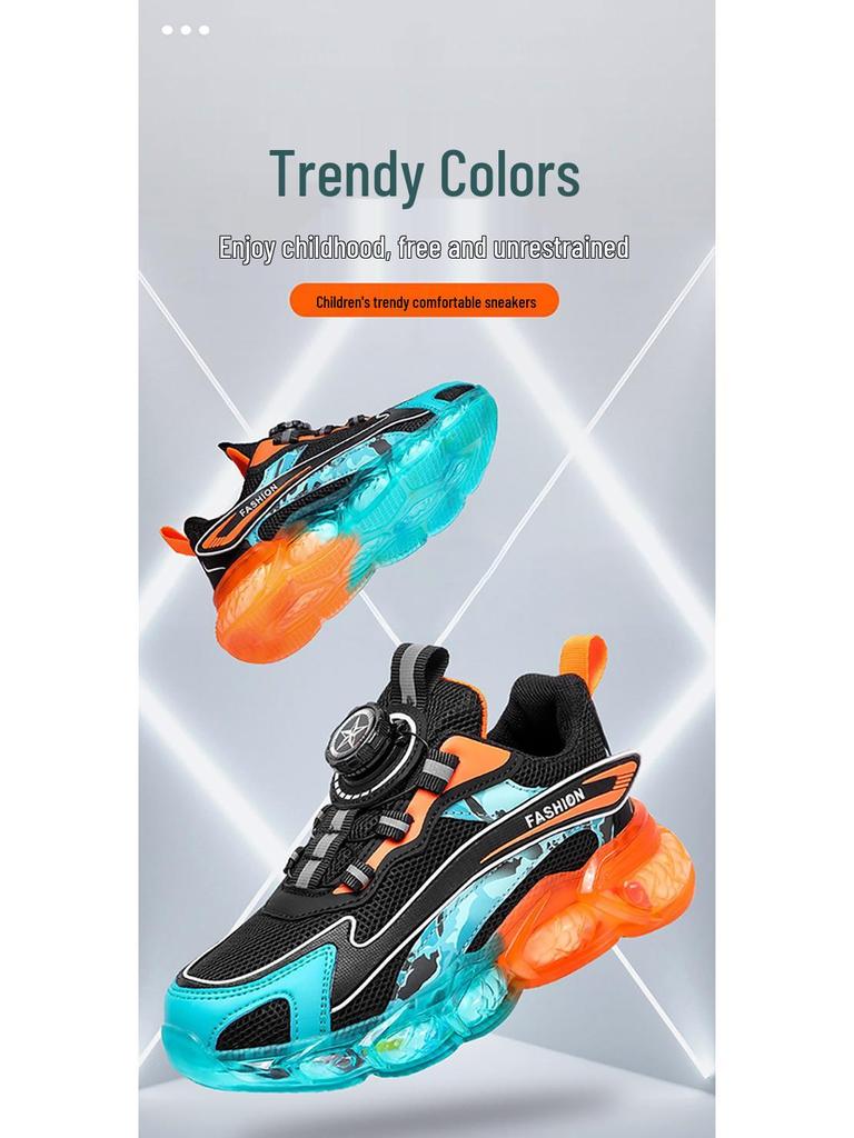 Summer 2025 Boys' Non-Slip Breathable Mesh Leather Sports Shoes