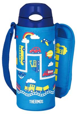 Thermos Vacuum Insulated Straw Blue Keeps Drinks Cold Bottle, 400ml, Navy, Only, FHL-402F BL-N