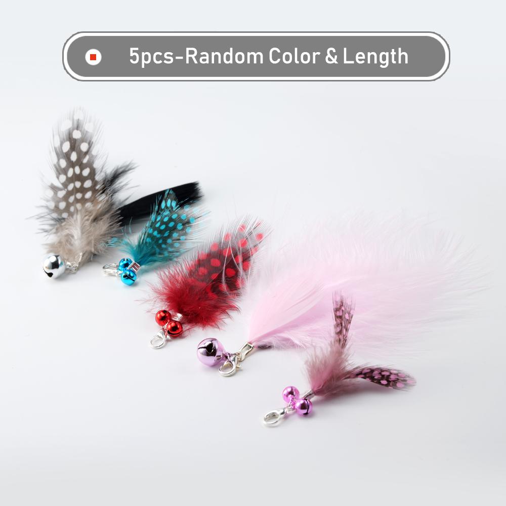 Random Length Dot Feather Cat Toy Replaces Head Cat Teasing Stick Interactive Wand Feather Pet Toy
