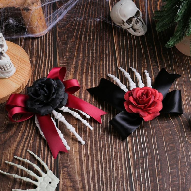 1pc Gothic Rose Skeleton Hair Clip Secure Side Clip Design Plastic Construction For Halloween Party Accessories