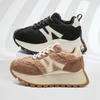 Popular Leather Heightened Waffle Shoes Women's, Autumn and Winter Piled and Thickened New Platform Dad Shoes Casual Sneakers