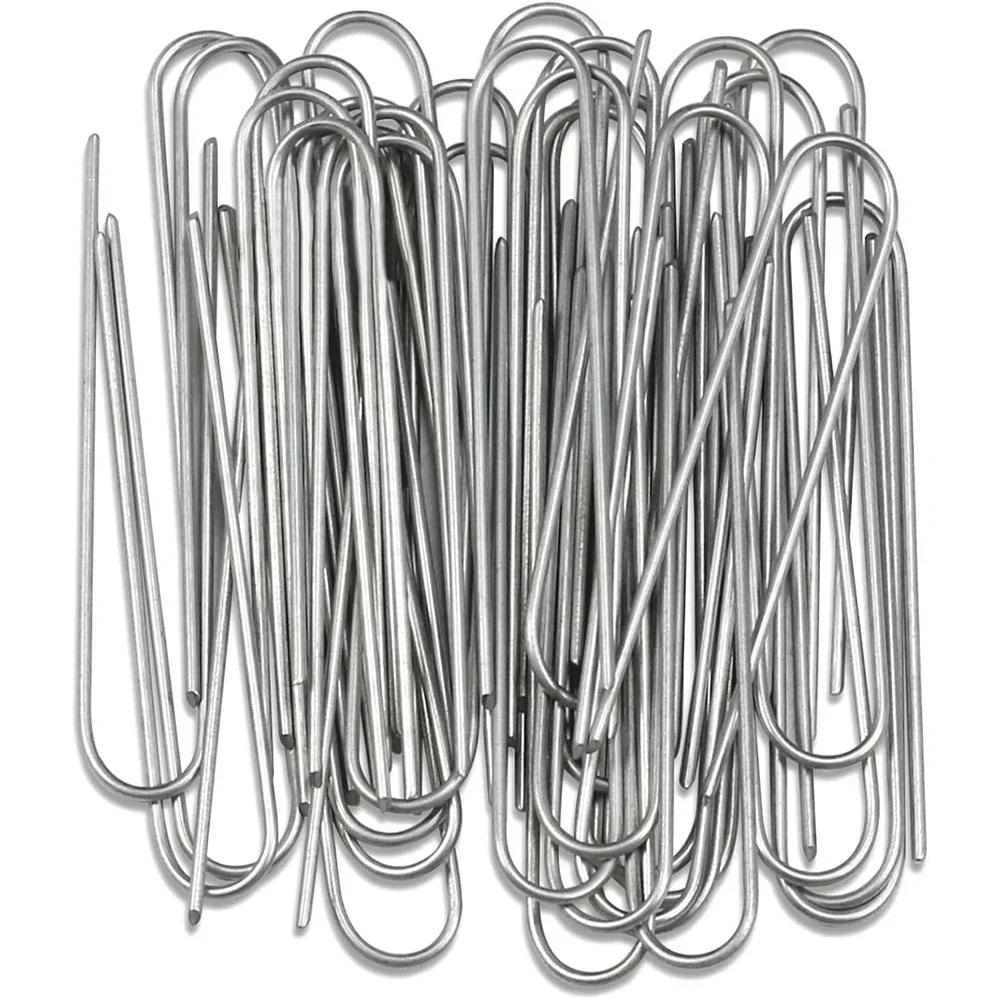 U-shaped Garden Staples Heavy-duty Fence Tubing Stakes Sod Pins Galvanized Landscape Spike for Holding Lawns Barrier Ground Nail