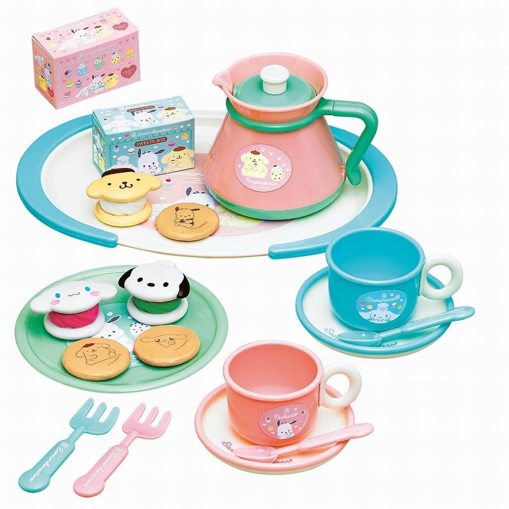 Toy Royal Sanrio Characters Tea Time Set Tea Set Food Pompompurin (Pretend Play) (Cups, Pot, Fork, Spoon, Accessories, etc.) Cinnamoroll, Pochacco,
