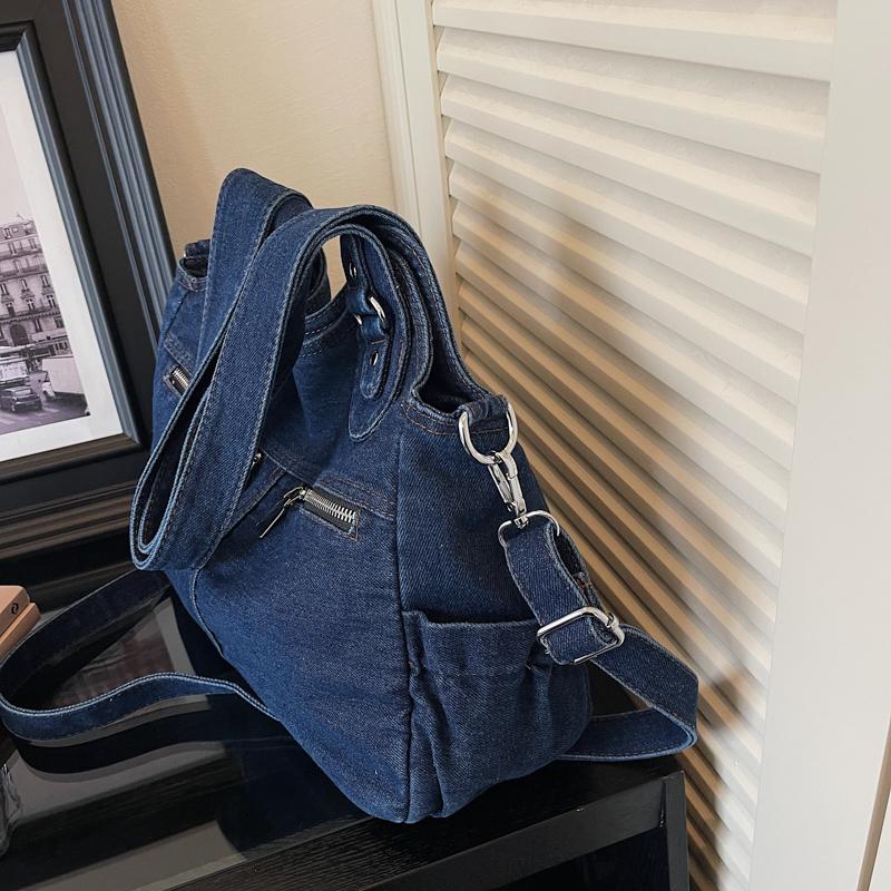 Vintage Denim Tote Bag Women Shoulder Bag Handbag