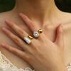 High-End Gold Pearl Irregular Openable Ring for Women - Luxury, Non-Fading