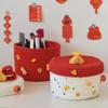 Handmade New Year Storage Basket Decorative Cartoon Cotton Rope Basket with Lid Blessing Sundries Organizer for Cosmetics Snack